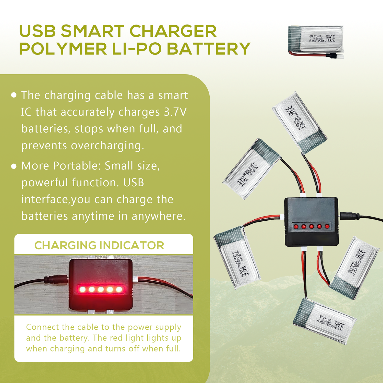 5Pcs 3.7V 500mAh LiPo Batterie – Rc Helicopter Charger recenzja i cena